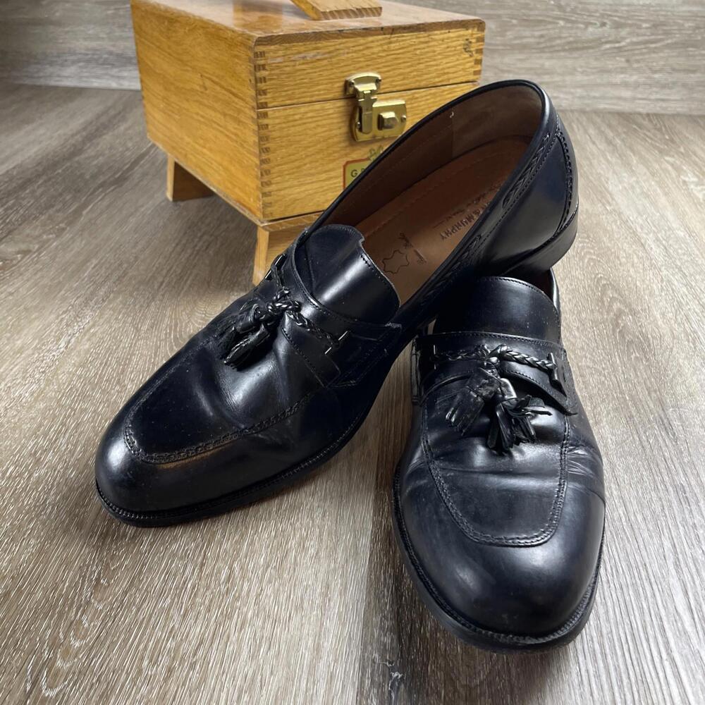 Johnston & Murphy Signature Series Tassel Loafers Black Size 12M Black Woven